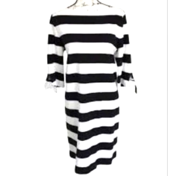 Ralph Lauren Old Money Dress Black White Stripe - Picture 1 of 9